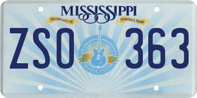 MS license plate ZSO363