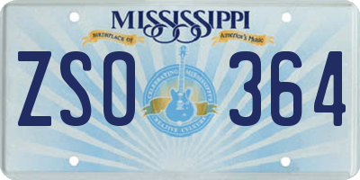 MS license plate ZSO364