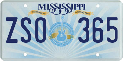 MS license plate ZSO365