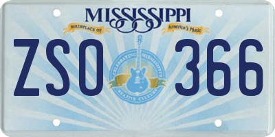 MS license plate ZSO366