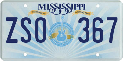MS license plate ZSO367