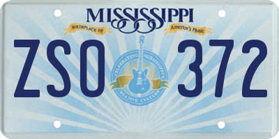 MS license plate ZSO372