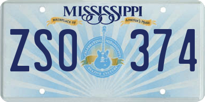 MS license plate ZSO374