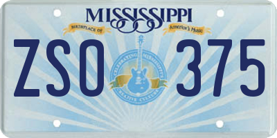 MS license plate ZSO375