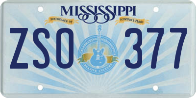 MS license plate ZSO377