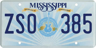 MS license plate ZSO385
