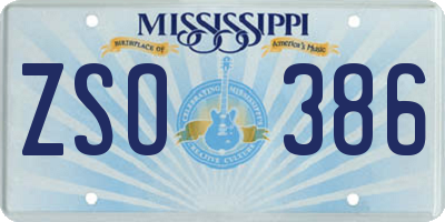 MS license plate ZSO386