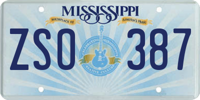 MS license plate ZSO387
