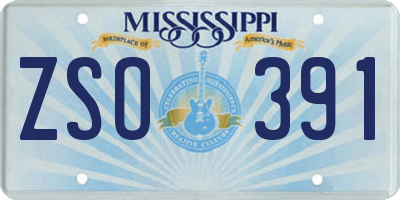 MS license plate ZSO391