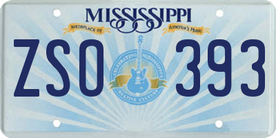 MS license plate ZSO393