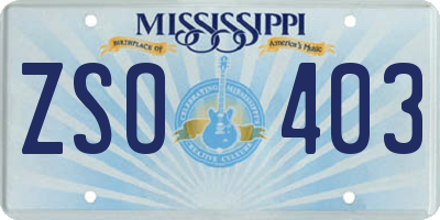 MS license plate ZSO403