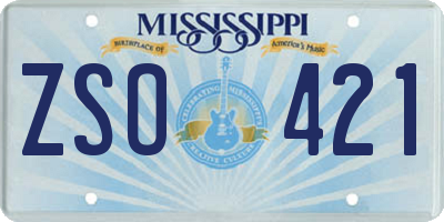 MS license plate ZSO421