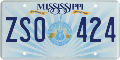 MS license plate ZSO424