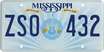 MS license plate ZSO432