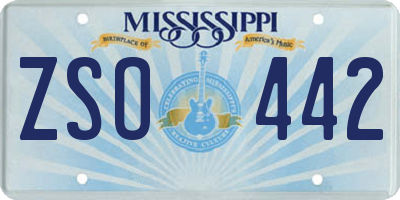 MS license plate ZSO442