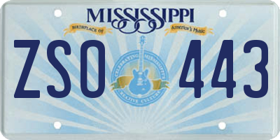 MS license plate ZSO443