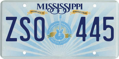MS license plate ZSO445