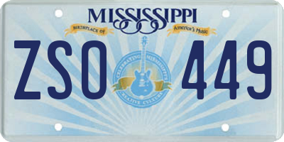 MS license plate ZSO449
