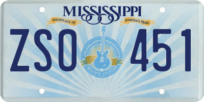 MS license plate ZSO451