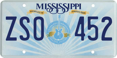 MS license plate ZSO452