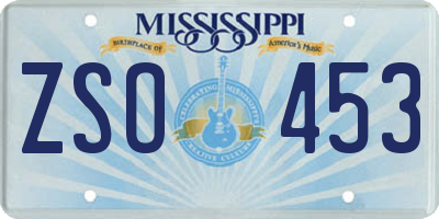 MS license plate ZSO453