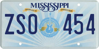 MS license plate ZSO454