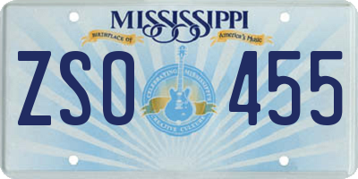 MS license plate ZSO455
