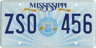 MS license plate ZSO456