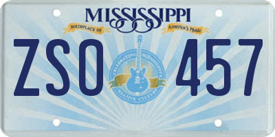 MS license plate ZSO457