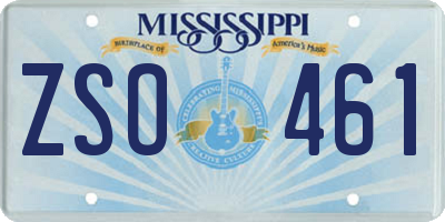 MS license plate ZSO461
