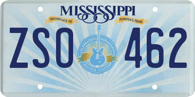 MS license plate ZSO462