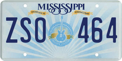 MS license plate ZSO464