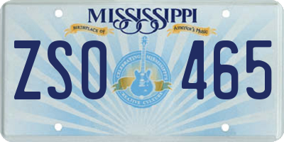 MS license plate ZSO465