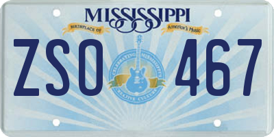 MS license plate ZSO467