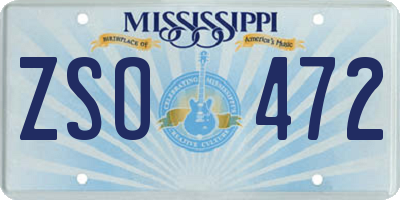 MS license plate ZSO472