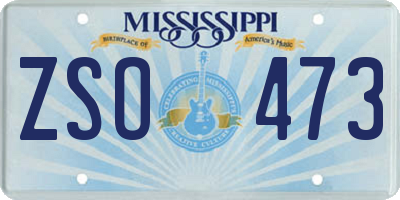 MS license plate ZSO473