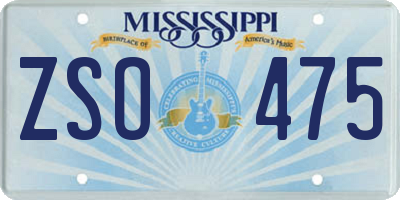 MS license plate ZSO475