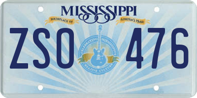 MS license plate ZSO476
