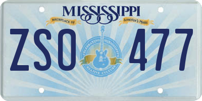 MS license plate ZSO477