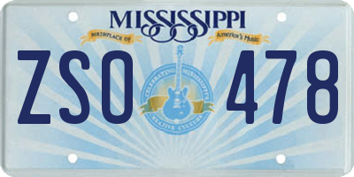MS license plate ZSO478