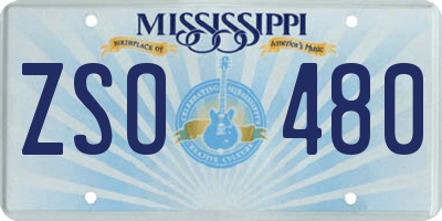 MS license plate ZSO480