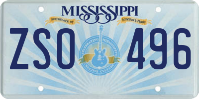 MS license plate ZSO496