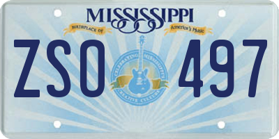 MS license plate ZSO497