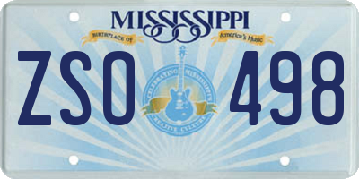 MS license plate ZSO498