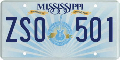 MS license plate ZSO501