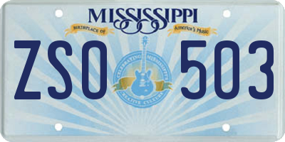 MS license plate ZSO503