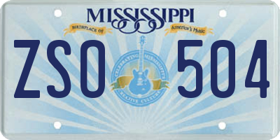 MS license plate ZSO504