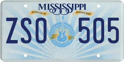 MS license plate ZSO505