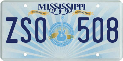 MS license plate ZSO508