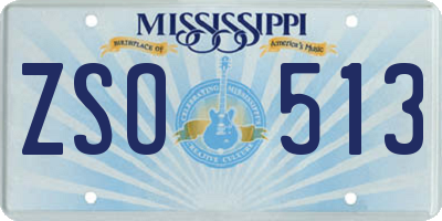 MS license plate ZSO513